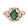 Image 1 : 14KT Rose Gold 1.76 ctw Emerald and Diamond Ring