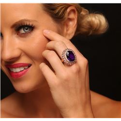 14KT Rose Gold 9.45 ctw Amethyst and Diamond Ring