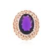 Image 3 : 14KT Rose Gold 9.45 ctw Amethyst and Diamond Ring