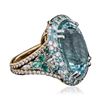 Image 4 : 18KT Two-Tone Gold GIA Certified 39.59 ctw Paraiba Tourmaline and Diamond Ring
