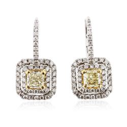 18KT Two Tone Gold 1.86 ctw Diamond Earrings