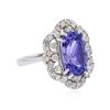 Image 2 : 14KT White Gold 4.89 ctw Tanzanite and Diamond Ring