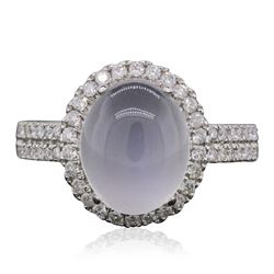 14KT White Gold 4.65 ctw Moonstone and Diamond Ring