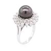 Image 7 : 14KT White Gold Pearl and Diamond Ring