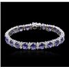 Image 3 : 14KT White Gold 19.14 ctw Tanzanite and Diamond Bracelet