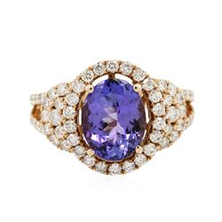 14KT Rose Gold 2.53 ctw Tanzanite and Diamond Ring