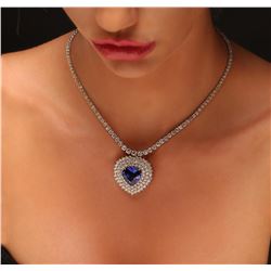 14KT Yellow Gold 13.62 ctw Tanzanite and Diamond Necklace