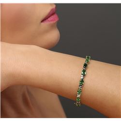 14KT Yellow Gold 10.05 ctw Tsavorite and Diamond Bracelet