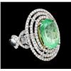 Image 4 : 14KT White Gold GIA Certified 6.28 ctw Emerald and Diamond Ring