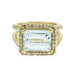 14KT Yellow Gold 5.06 ctw Aquamarine and Diamond Ring