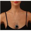 Image 1 : 14KT White Gold 114.88 ctw Black and White Diamond Pendant With Chain