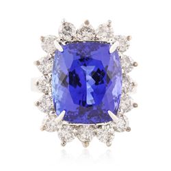 14KT White Gold 16.04 ctw Tanzanite and Diamond Ring