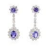 Image 3 : 14KT White Gold 3.22 ctw Tanzanite and Diamond Earrings