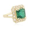 Image 4 : 14KT Yellow Gold 4.28 ctw Emerald and Diamond Ring