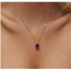 Image 1 : 14KT Yellow Gold 4.84 ctw Amethyst and Diamond Pendant With Chain