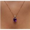 Image 5 : 14KT Yellow Gold 4.84 ctw Amethyst and Diamond Pendant With Chain