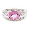 Image 3 : 14KT White Gold 3.79 ctw Pink Topaz and Diamond Ring