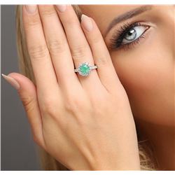 14KT White Gold 1.49 ctw Emerald and Diamond Ring