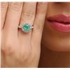 Image 2 : 14KT White Gold 1.49 ctw Emerald and Diamond Ring