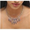 Image 2 : 14KT White Gold 8.12 ctw Tanzanite and Diamond Necklace