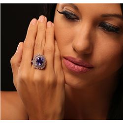 14KT Rose Gold 5.95 ctw Tanzanite and Diamond Ring