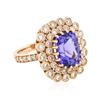 Image 4 : 14KT Rose Gold 5.95 ctw Tanzanite and Diamond Ring