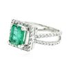 Image 4 : 18KT White Gold 2.29 ctw Emerald and Diamond Ring