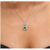 Image 1 : 14KT White Gold 4.46 ctw Emerald and Diamond Pendant With Chain