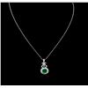 Image 3 : 14KT White Gold 4.46 ctw Emerald and Diamond Pendant With Chain