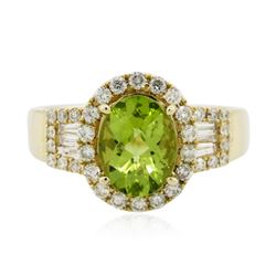 14KT Yellow Gold 1.82 ctw Peridot and Diamond Ring