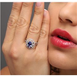 14KT White Gold 2.01 ctw Tanzanite and Diamond Ring