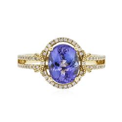 14KT Yellow Gold 2.29 ctw Tanzanite and Diamond Ring