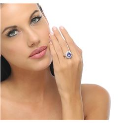 14KT White Gold 4.25 ctw Tanzanite and Diamond Ring