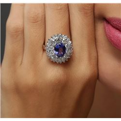 14KT White Gold 2.38 ctw Tanzanite and Diamond Ring