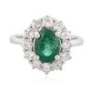 Image 3 : 14KT White Gold 2.04 ctw Emerald and Diamond Ring