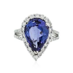 14KT White Gold 5.01 ctw Tanzanite and Diamond Ring