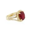 Image 4 : 14KT Yellow Gold 5.07 ctw Ruby and Diamond Ring