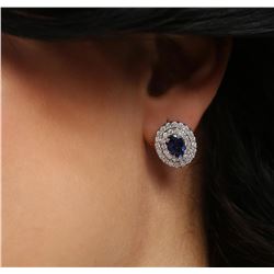 14KT White Gold 1.84 ctw Sapphire and Diamond Earrings