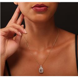 14KT Yellow Gold 1.99 ctw Morganite and Diamond Pendant With Chain