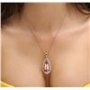 Image 1 : 14KT Rose Gold GIA Certified 58.12 ctw Morganite and Diamond Pendant With Chain