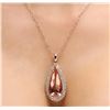 Image 2 : 14KT Rose Gold GIA Certified 58.12 ctw Morganite and Diamond Pendant With Chain