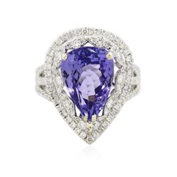 18KT White Gold 5.97 ctw Tanzanite and Diamond Ring