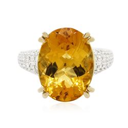 14KT White Gold 9.33 ctw Citrine and Diamond Ring
