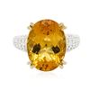 Image 1 : 14KT White Gold 9.33 ctw Citrine and Diamond Ring