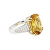 Image 2 : 14KT White Gold 9.33 ctw Citrine and Diamond Ring