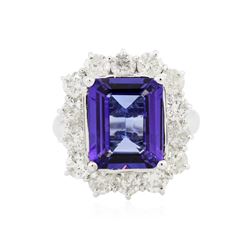 14KT White Gold 3.89 ctw Tanzanite and Diamond Ring