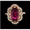 Image 3 : 18KT Rose Gold 3.84 ctw Pink Tourmaline and Diamond Ring