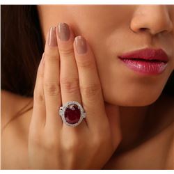 14KT White Gold 14.49 ctw Ruby and Diamond Ring