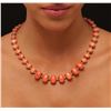 Image 1 : 14KT White Gold 81.27 ctw Coral and Diamond Necklace