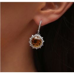 14KT White Gold 11.92 ctw Citrine and Diamond Earrings